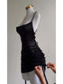 Women’s Sleeveless Backless Satin Bodycon Mini Dress for Summer Party Clubwear with Lace-Up Design and Hollow Out Details